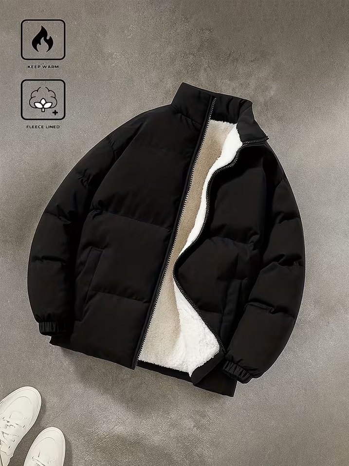 Erkek İçi Kürklü Dik Yaka Şişme Mont - Görsel 2