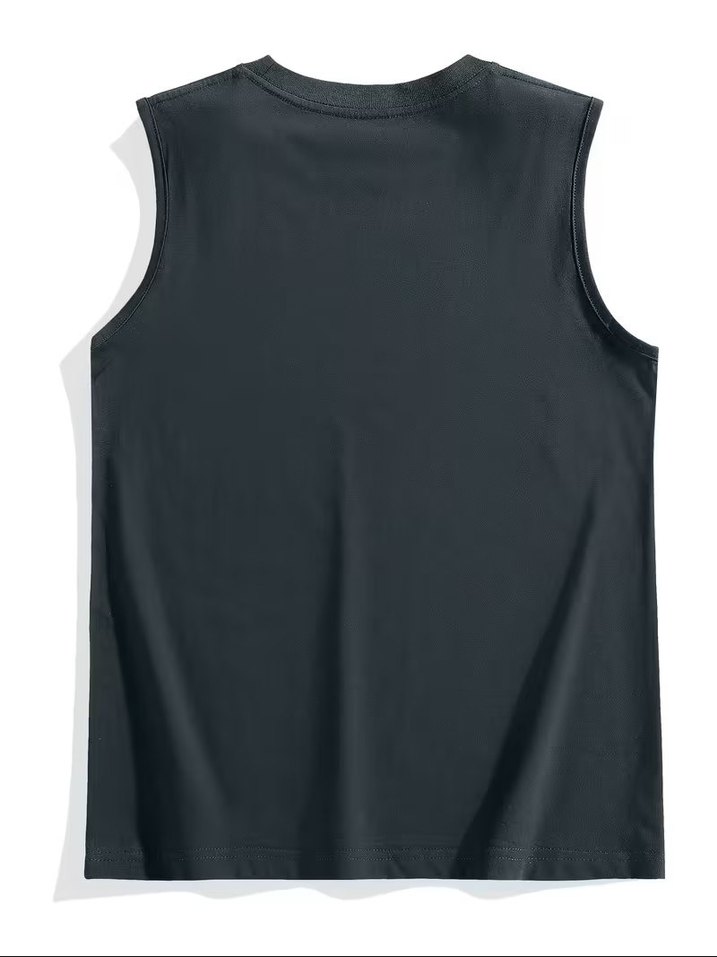 E109 Erkek I Hate People Baskılı Kolsuz Tişört füme - Görsel 2