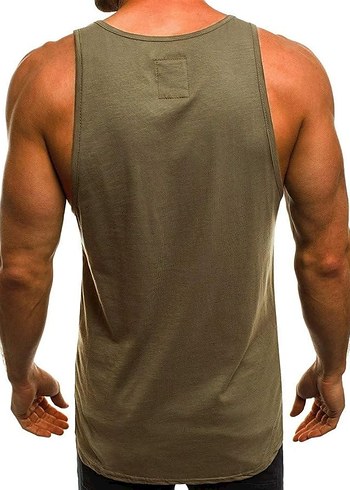 E108 Erkek Twenty Five Baskılı Kolsuz Tişört Haki - Görsel 2