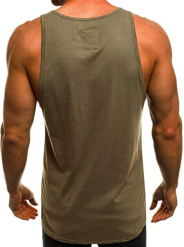 E108 Erkek Twenty Five Baskılı Kolsuz Tişört Haki - Görsel 2