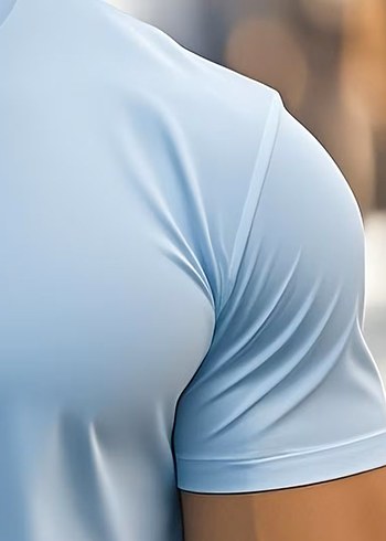 E103 Erkek Kısakol Tişört Turkuaz - Görsel 4