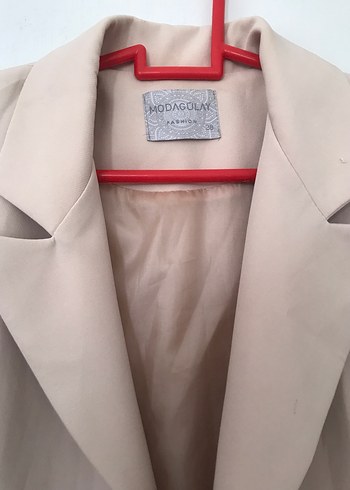 Diğer Bej Kadın Süet Düğmeli Midi Blazer