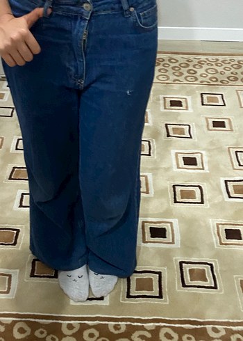 Kadın Lacivert Bol Kesim Denim Pantolon