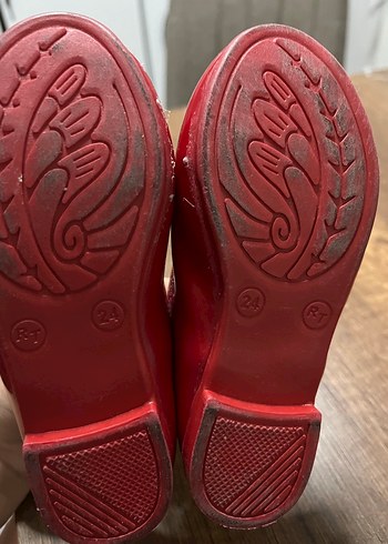 Kırmızı Fiyonklu Kız Çocuk Babet Ayakkabı - Görsel 2