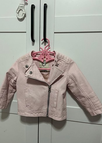 Kız Çocuk Pembe Deri Ceket - Görsel 2