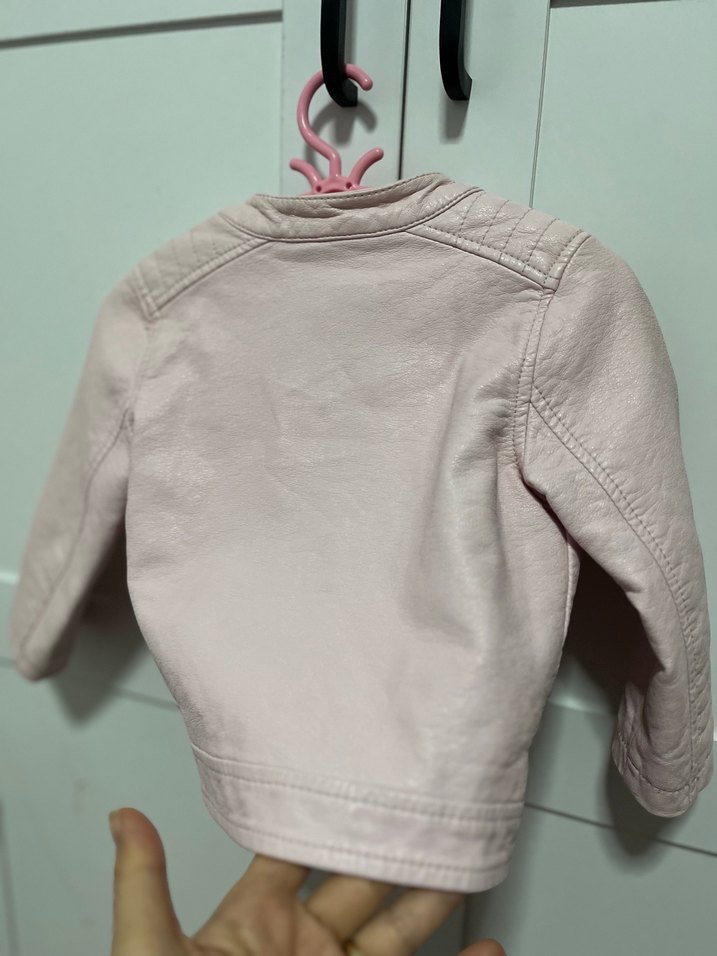 Kız Çocuk Pembe Deri Ceket - Görsel 4