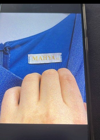 Mavi V Yakalı Uzun Abiye Elbise - Görsel 2