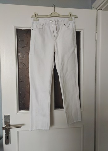 Beyaz Regular Fit Midi Kot Pantolon