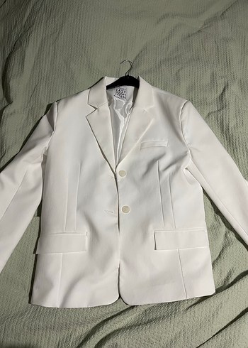 Düğmeli Beyaz Kadın Blazer Ceket