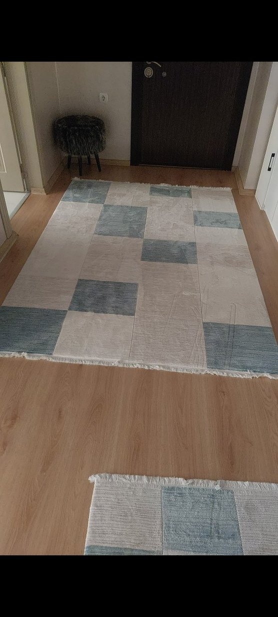 Gri Kareli Çağdaş Halı - Görsel 3