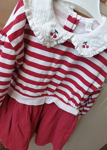 LC Waikiki Kız Çocuk Kırmızı Nakışlı Uzun Kollu Elbise