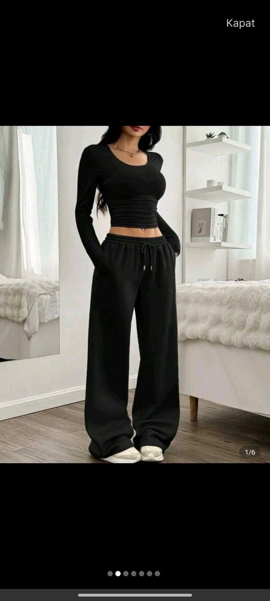 Gri Rahat Kesim Kadın Eşofman Altı - Görsel 2