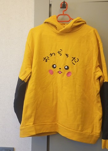 Sarı Kapüşonlu Kadın Sweatshirt - Görsel 3