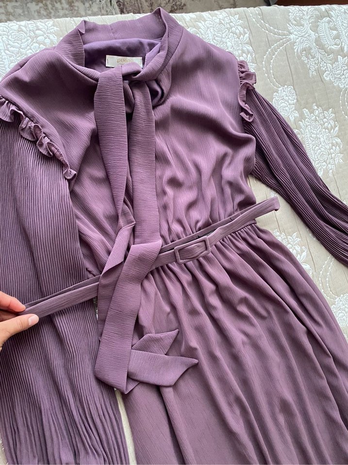 Pilili Mor Abiye Elbise - Görsel 4