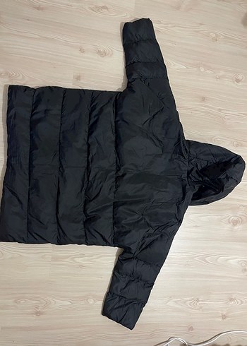 Siyah Kadın Kışlık Mont, Fermuarlı, Midi Boy Bol kalıp - Görsel 2