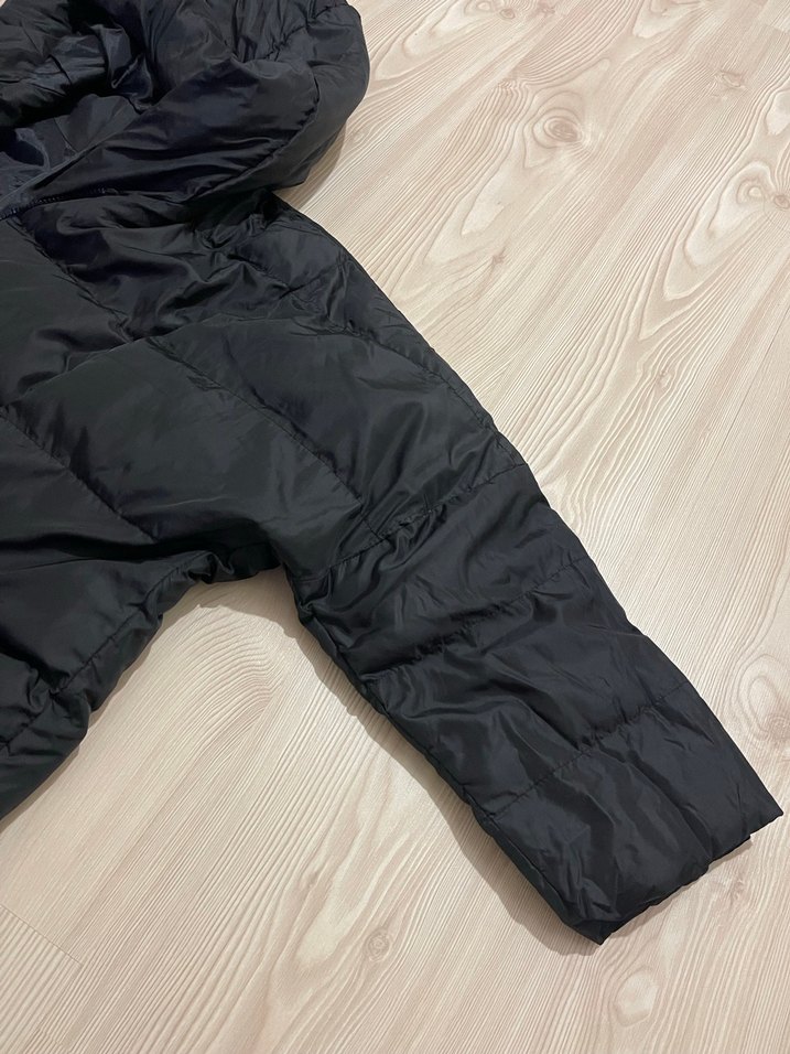 Siyah Kadın Kışlık Mont, Fermuarlı, Midi Boy Bol kalıp - Görsel 3