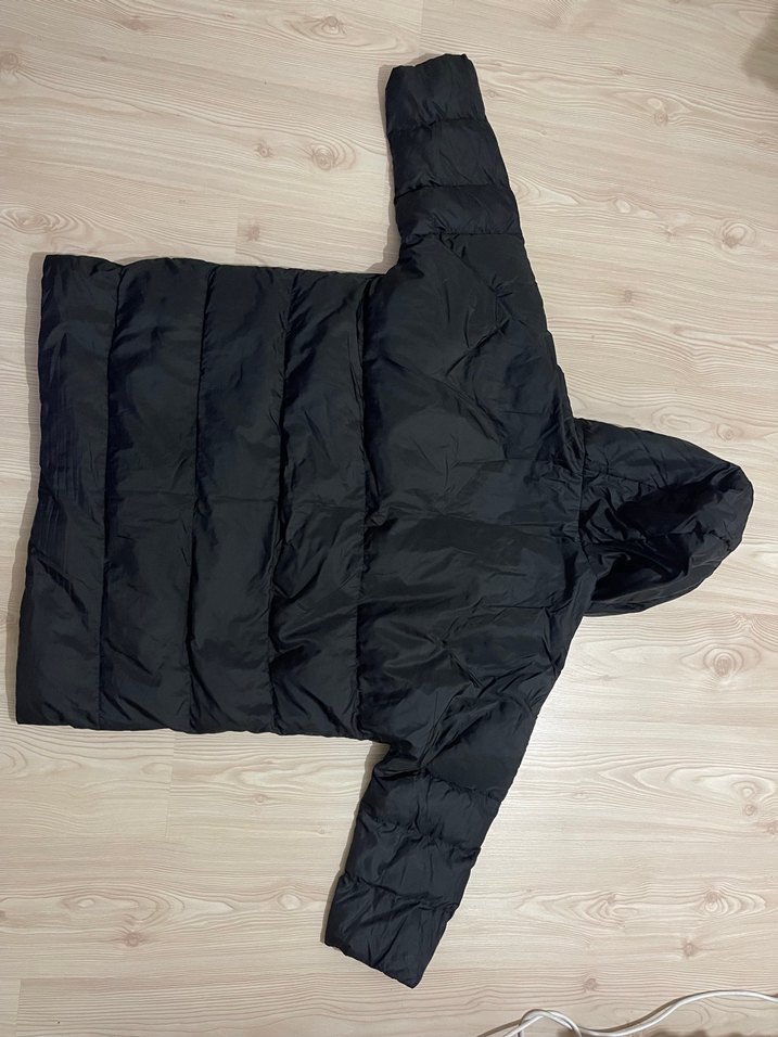 Siyah Kadın Kışlık Mont, Fermuarlı, Midi Boy Bol kalıp - Görsel 2