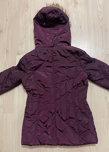 Kürk Detaylı Mor Kadın Kışlık Mont - Görsel 4