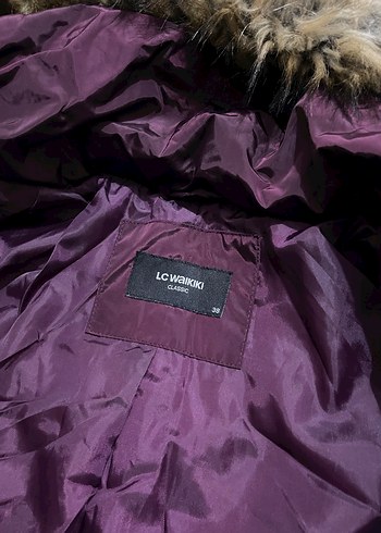 Kürk Detaylı Mor Kadın Kışlık Mont - Görsel 5