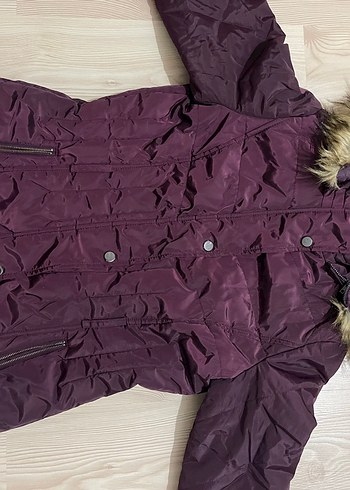 Kürk Detaylı Mor Kadın Kışlık Mont - Görsel 2