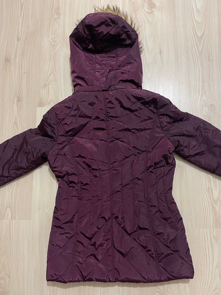 Kürk Detaylı Mor Kadın Kışlık Mont - Görsel 4