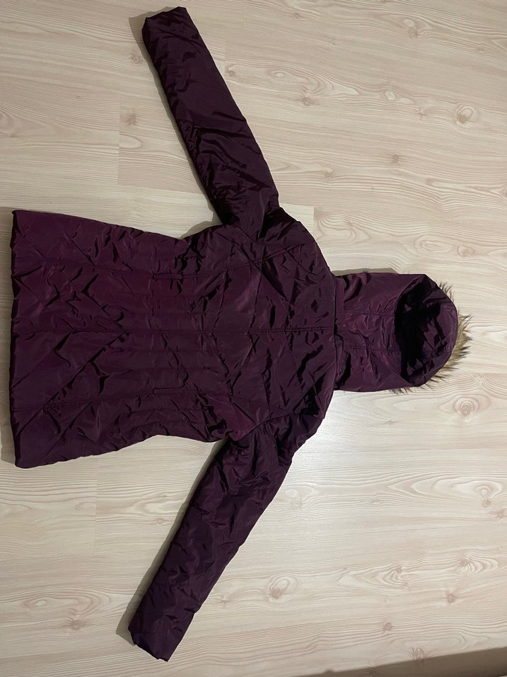 Kürk Detaylı Mor Kadın Kışlık Mont - Görsel 3