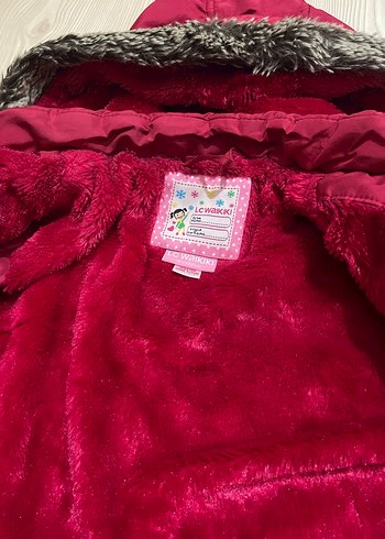 Kız Çocuk Koyu Pembe Kürklü Kapüşonlu Kaban - Görsel 5