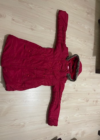 Kız Çocuk Koyu Pembe Kürklü Kapüşonlu Kaban - Görsel 2