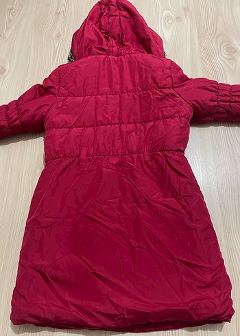 Kız Çocuk Koyu Pembe Kürklü Kapüşonlu Kaban - Görsel 4