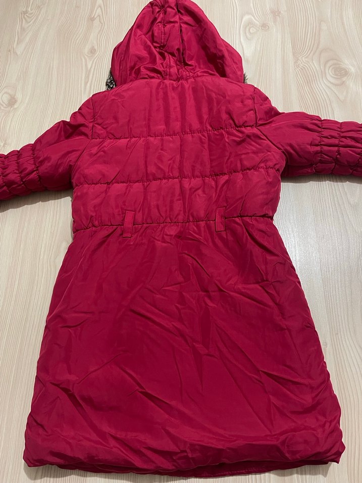 Kız Çocuk Koyu Pembe Kürklü Kapüşonlu Kaban - Görsel 4