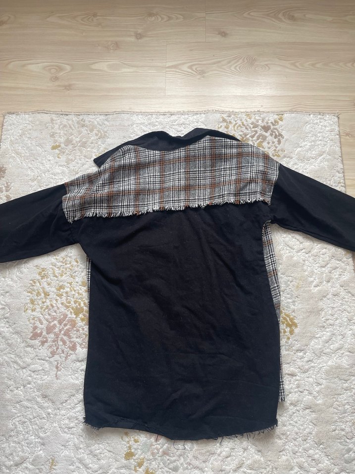 Düğmeli Kareli Kadın Ceket - Görsel 5