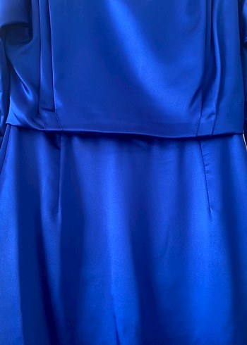 Uzun Kollu Mavi Drapeli Kadın Elbise - Görsel 5