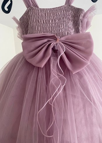 Mor Fırfırlı Modern Klasik Kız Çocuk Elbisesi - Görsel 4