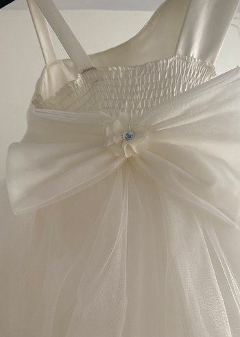 Beyaz Drapeli Klasik Kız Çocuk Abiyesi - Görsel 3