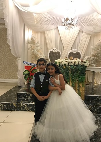 Beyaz Drapeli Klasik Kız Çocuk Abiyesi - Görsel 6