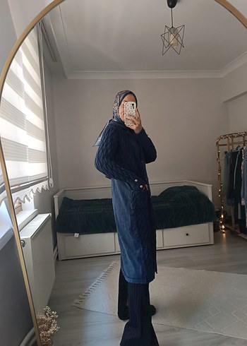 diğer Beden Kot Uzun Triko Kadın Trençkot
