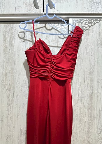 Kırmızı Uzun Abiye Elbise - Görsel 5