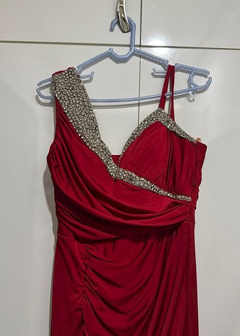 Kırmızı Uzun Abiye Elbise - Görsel 4