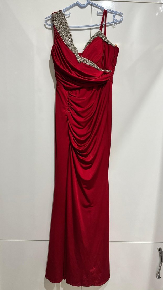 Kırmızı Uzun Abiye Elbise - Görsel 3