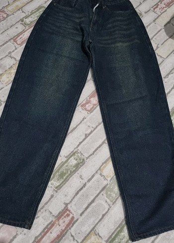 Kadın Lacivert Bol Kesim Midi Kot Pantolon