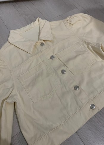 Diğer Düğmeli Bej Kadın Denim Ceket