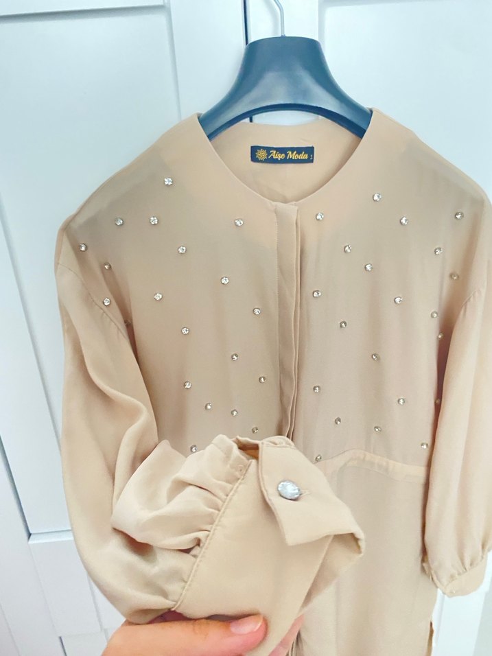 Bej Düğmeli Uzun Kadın takım - Görsel 3