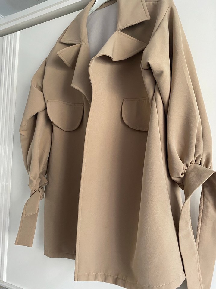 Bej Kadın Midi Trençkot - Görsel 4