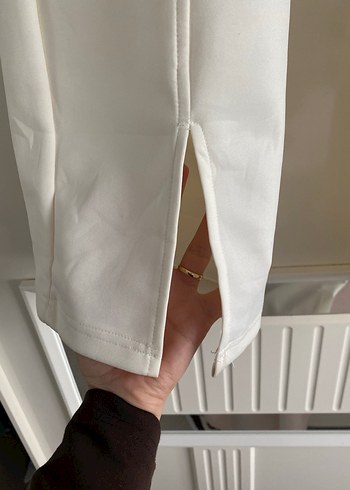 Kadın Beyaz scuba Pantolon takım - Görsel 4