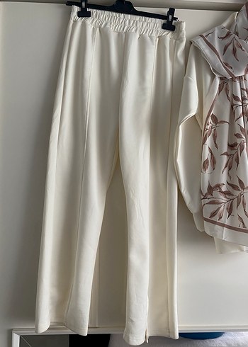 Kadın Beyaz scuba Pantolon takım - Görsel 2