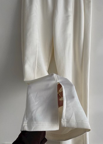 Kadın Beyaz scuba Pantolon takım - Görsel 5