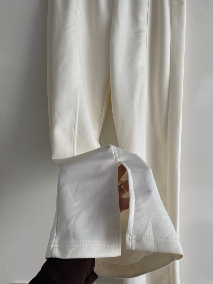 Kadın Beyaz scuba Pantolon takım - Görsel 5