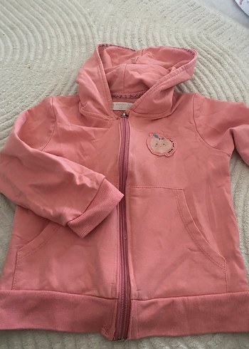 Kız Çocuk Pembe Kapüşonlu Fermuarlı Sweatshirt - Görsel 2