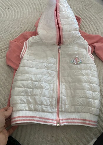 Kız Çocuk Pembe Kapüşonlu Fermuarlı Sweatshirt - Görsel 3