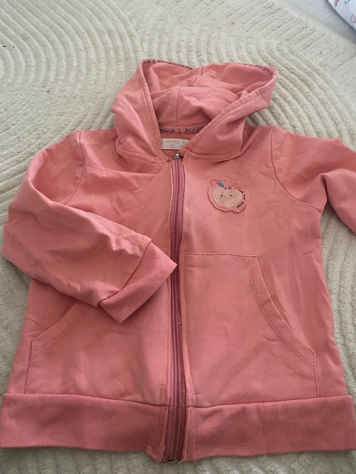 Kız Çocuk Pembe Kapüşonlu Fermuarlı Sweatshirt - Görsel 2